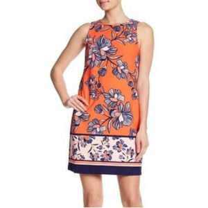 Vince Camuto Persimmon and Navy Floral Shift Dress